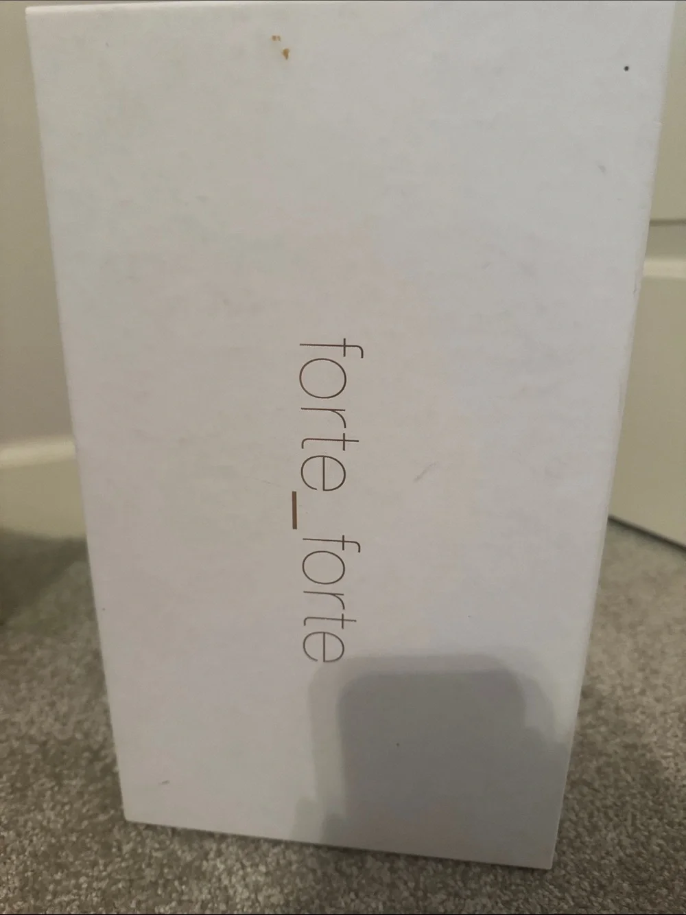 forte_forte White Storage Shoe Box with Tan Lid